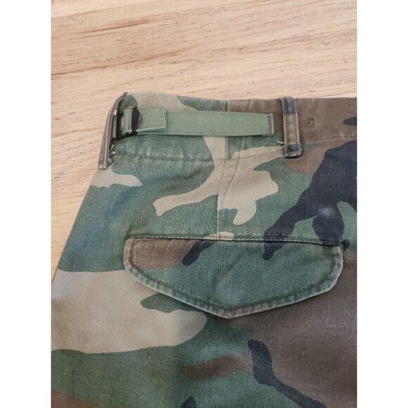 R13 Camo Pants Wide Leg Cargo Crop Green Sz 32 Drop Crotch Japanese Fabric Harem - Picture 9 of 16